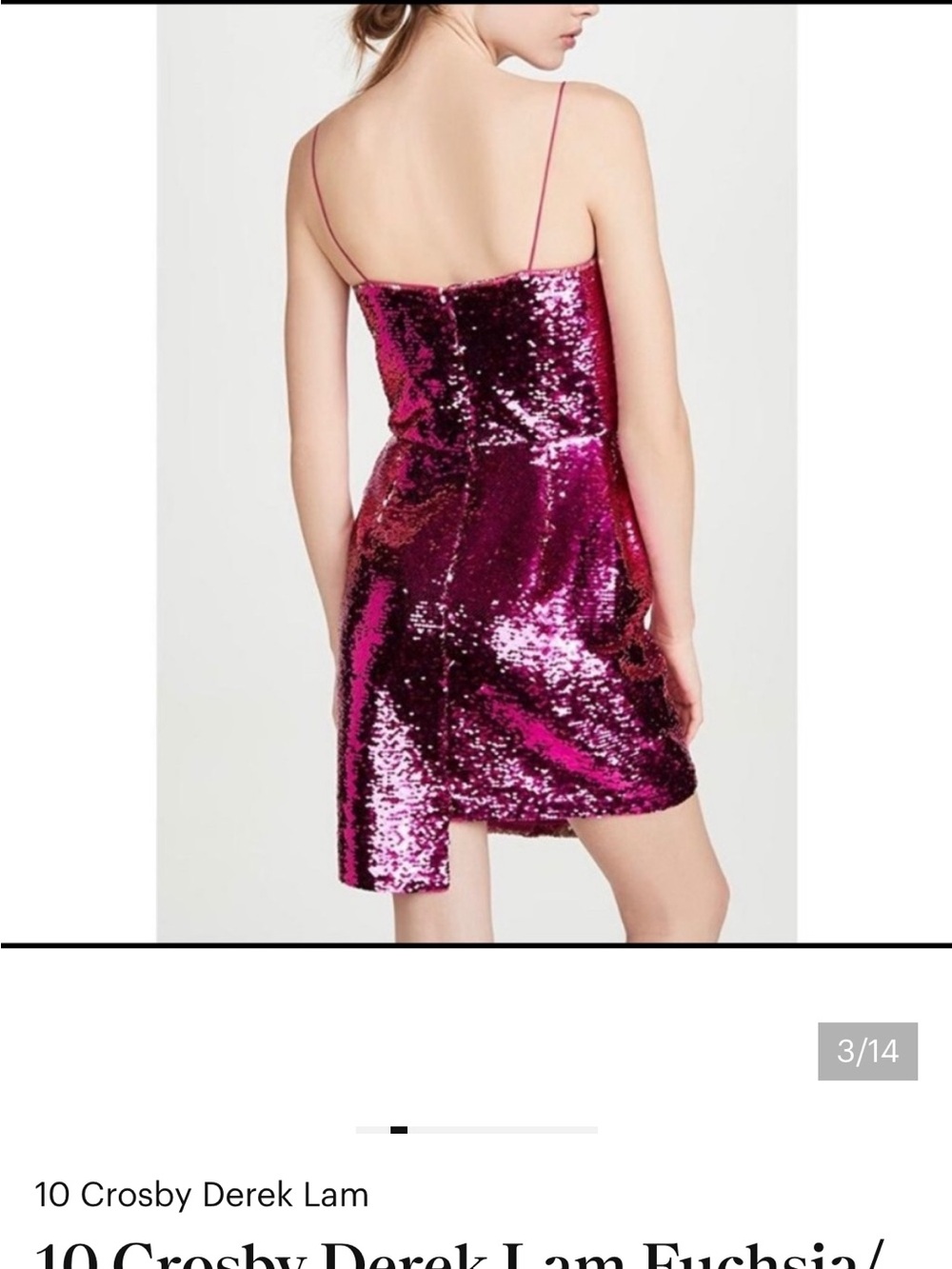 10 Crosby Derek Lam Metallic Fuchsia Sequin Mini Dress - Picture 3 of 10